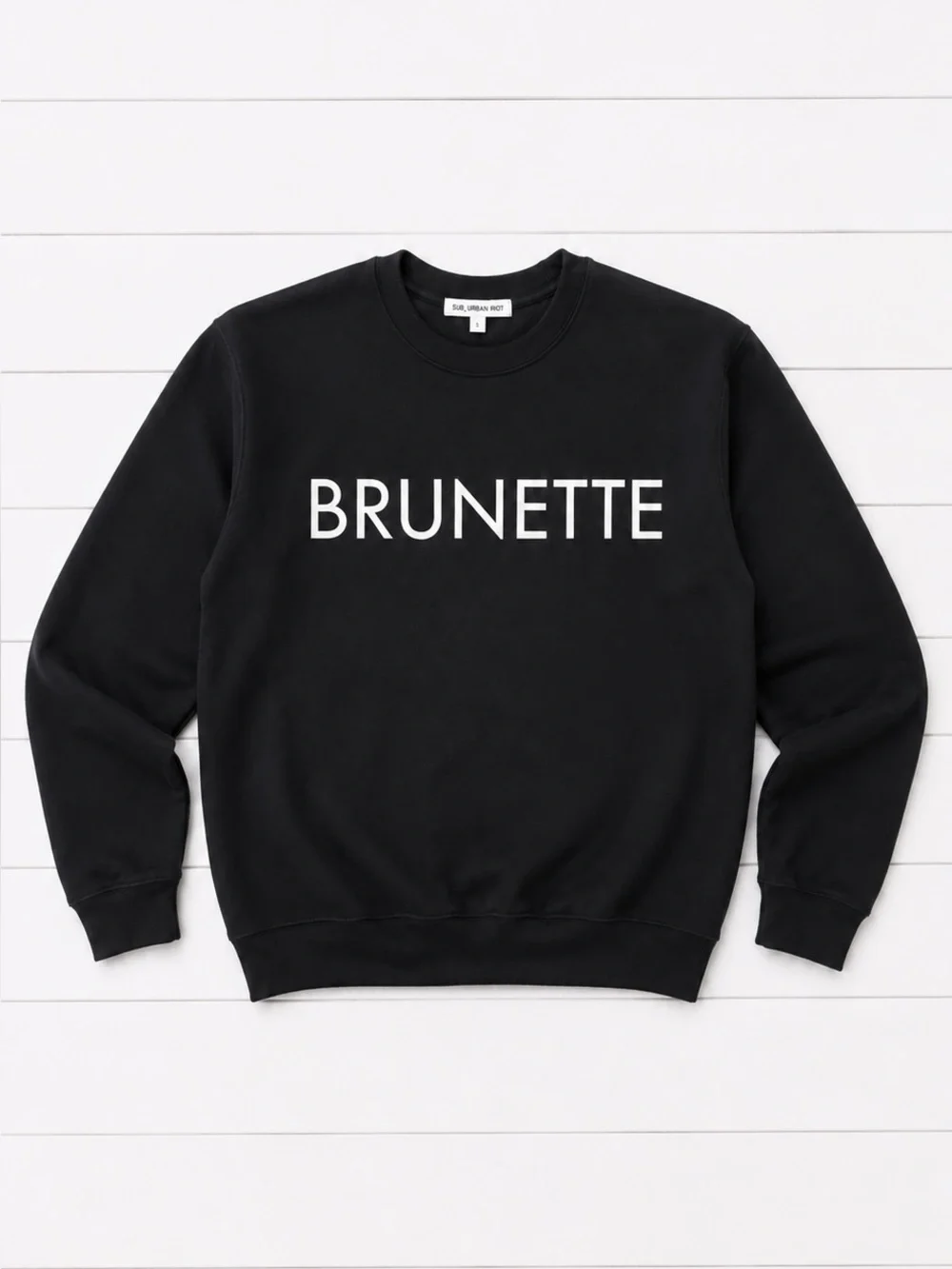 Brunette The Label “BRUNETTE” Crewneck Sweatshirt | Black | M/L - Picture 4 of 7